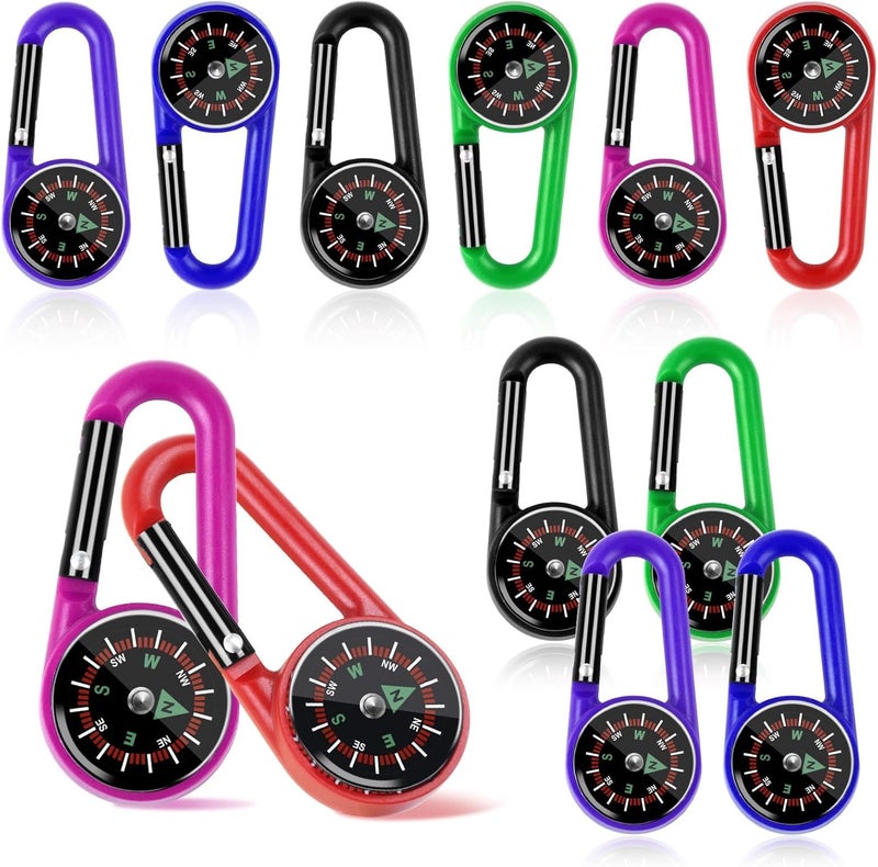 Taikula 12 Pcs Mini Compass Keychain for Kids Bulk, Small Pocket Magnetic Compass Survival Hiking for Outdoor Survival Camping Party Backpacking Accessory - Image 1